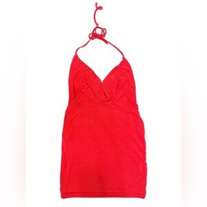 Chic Cowl Neck Halter Backless Red Dress